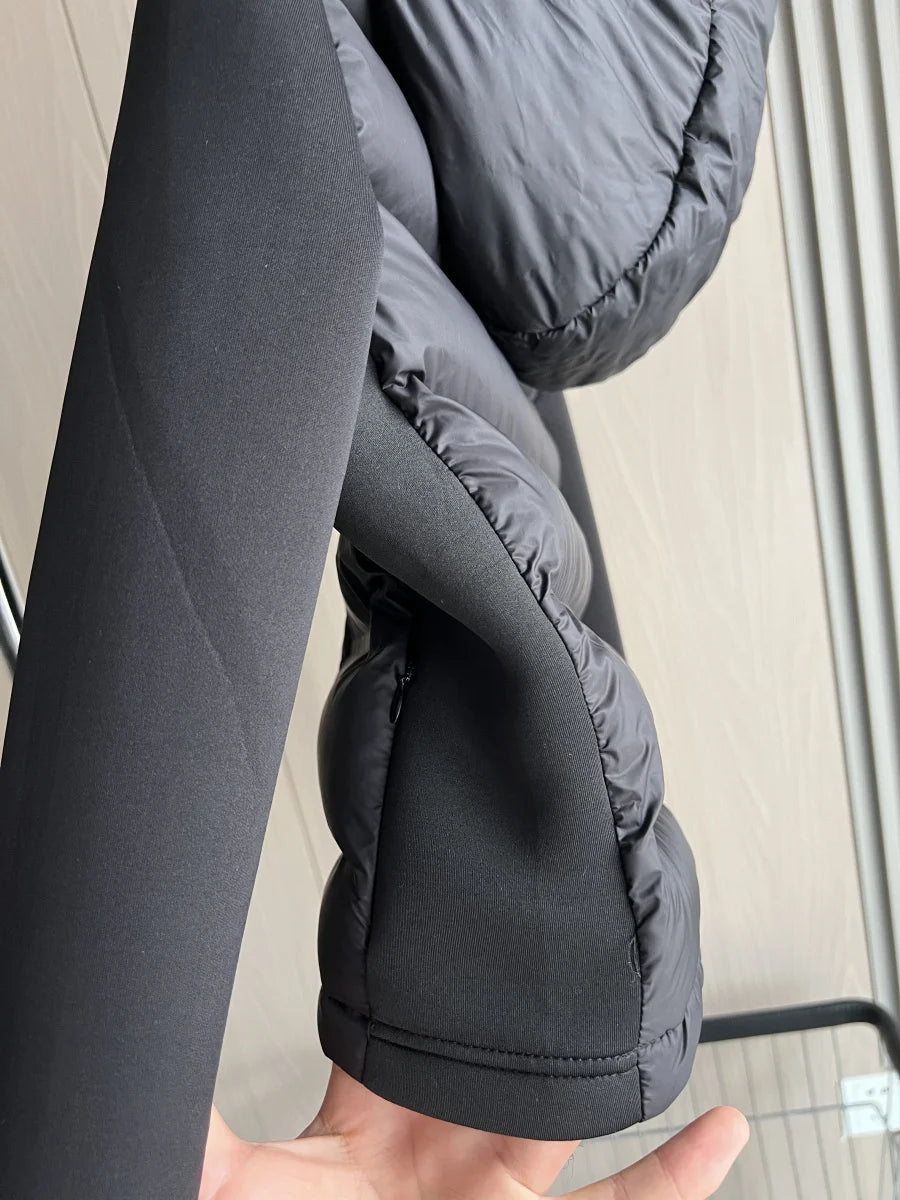 Women's Lightweight Warm Down Jacket with Long Sleeves and Zippered Hooded Sports Coat