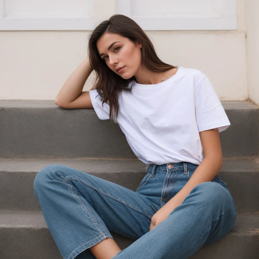 Heavy T-shirt Casual Comfortable Tee Shirt Black & White O-neck Woman Clothing