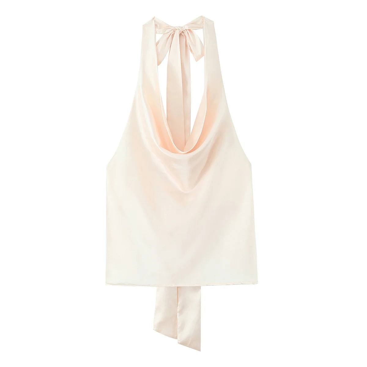 Women Satin Halter Top with Adjustable Tie Sleeveless Open Back Solid Collar Vest Summer Beach Style Casual Blouse