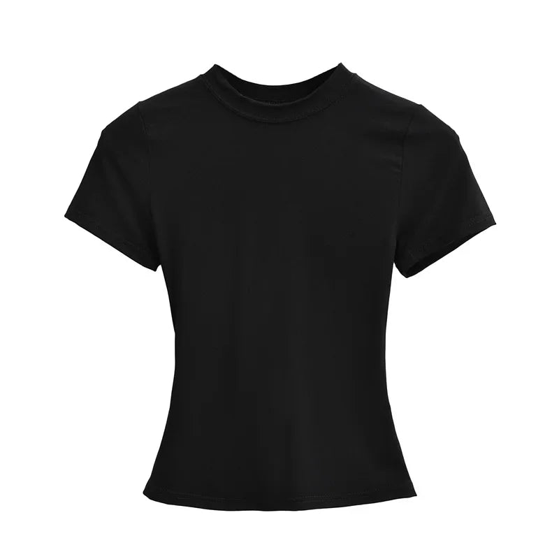 High Quality Casual T shirt Sexy Slim Short Sleeves Fashion Trend Solid Women Clothing