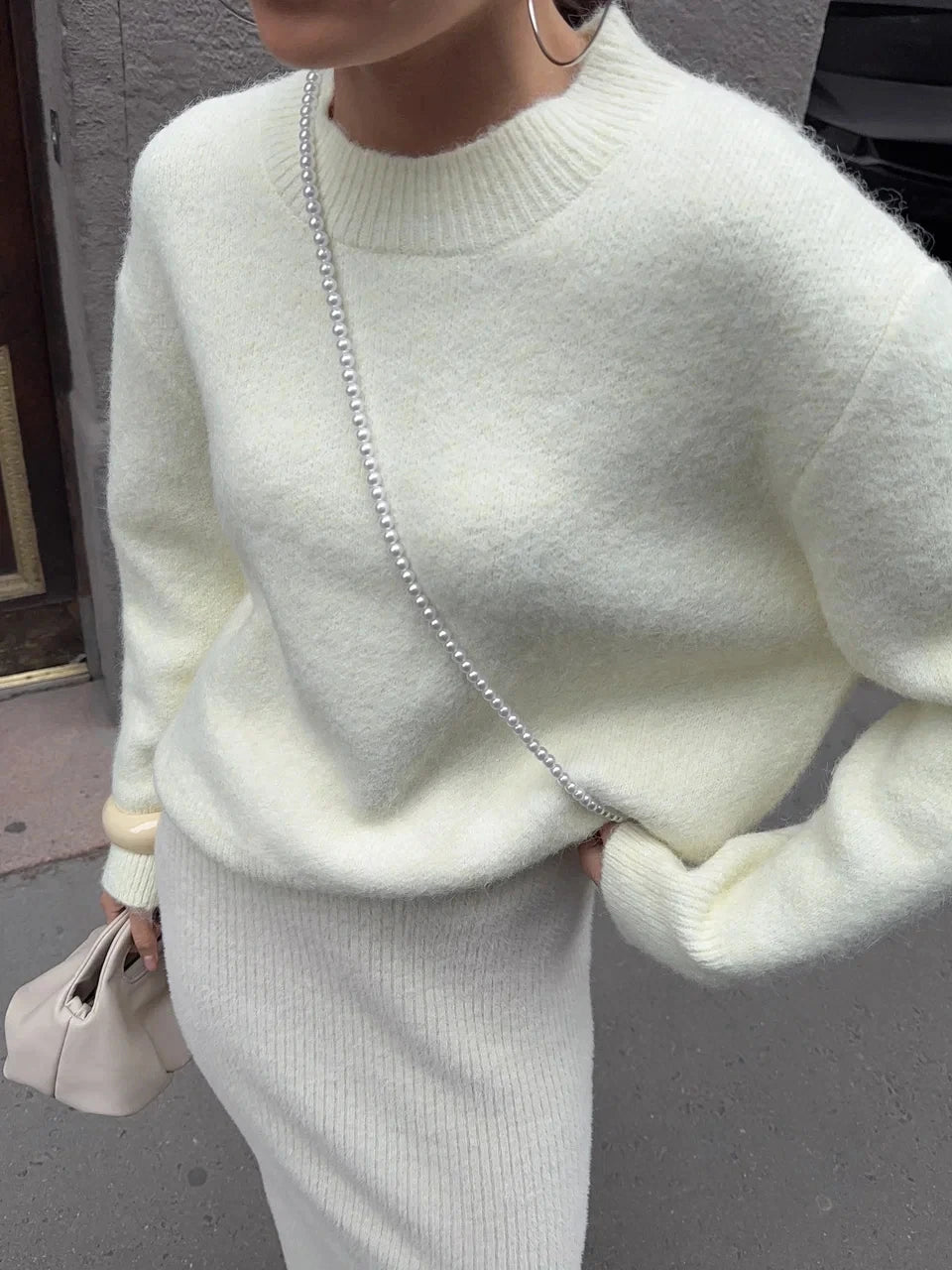Basic O Neck Basic Sleeve Sweater Women Oversized Short Knitted Wool Pullover Female Casual Thick Warm Soft Top