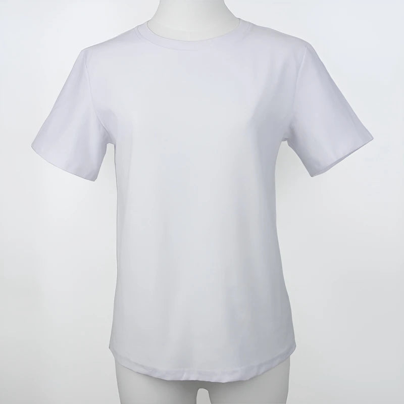 Heavy T-shirt Casual Comfortable Tee Shirt Black & White O-neck Woman Clothing