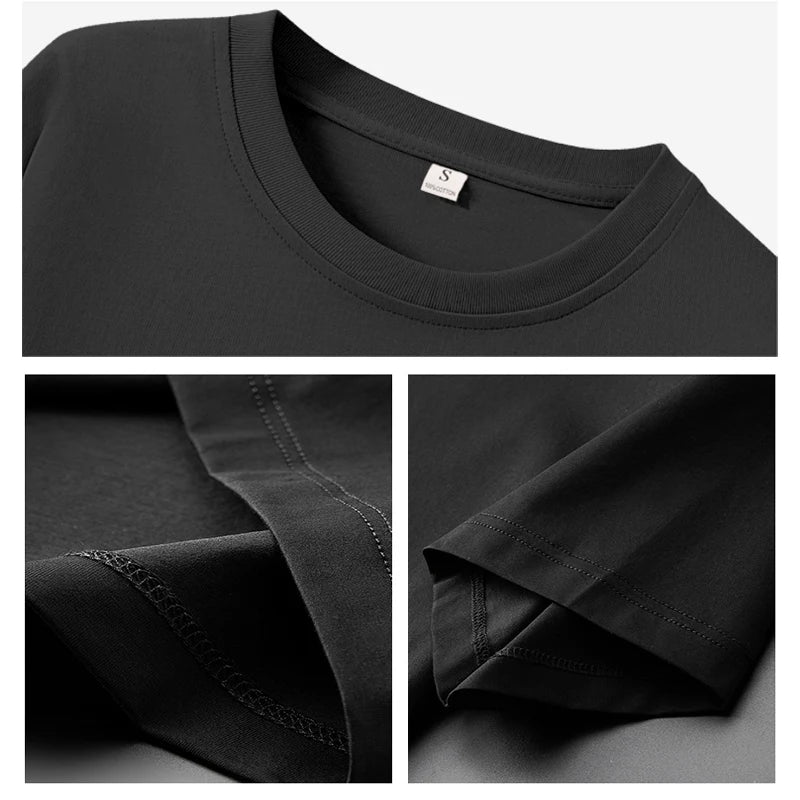 Heavy T-shirt Casual Comfortable Tee Shirt Black & White O-neck Woman Clothing