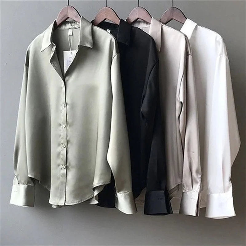 Woman Blouses Shirts Lady Casual Long Sleeve Turn-down Collar Blusas Tops