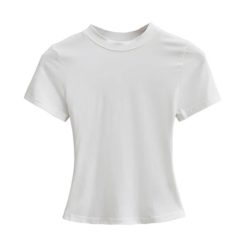 High Quality Casual T shirt Sexy Slim Short Sleeves Fashion Trend Solid Women Clothing