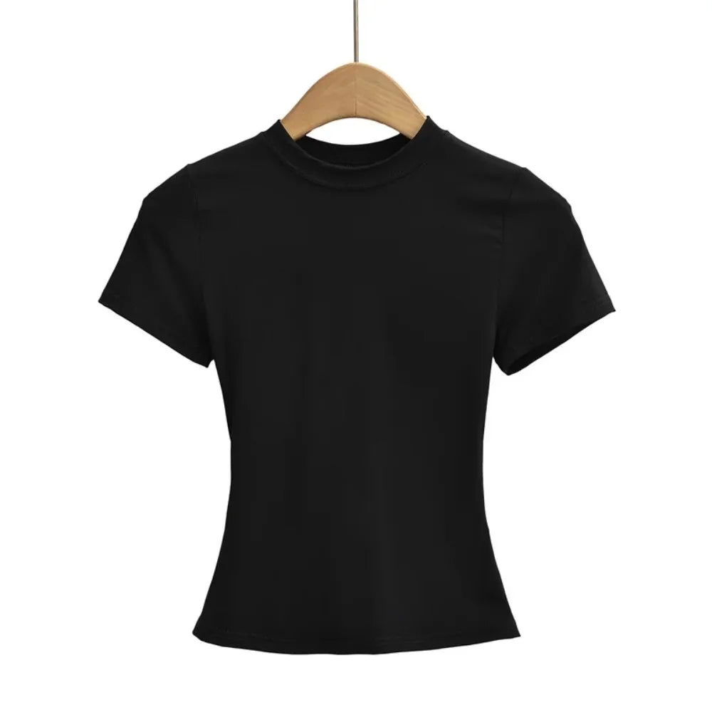 High Quality Casual T shirt Sexy Slim Short Sleeves Fashion Trend Solid Women Clothing