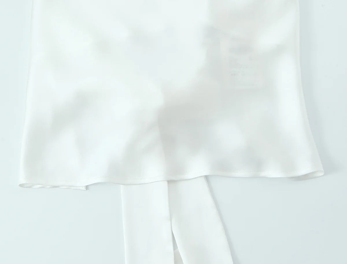 Women Satin Halter Top with Adjustable Tie Sleeveless Open Back Solid Collar Vest Summer Beach Style Casual Blouse