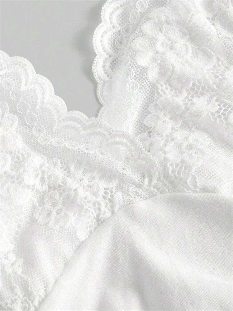 Lace Patchwork Halter Top Women Solid Ruched Backless Sleeveless Tank Top Streetwear Y2K Clothes