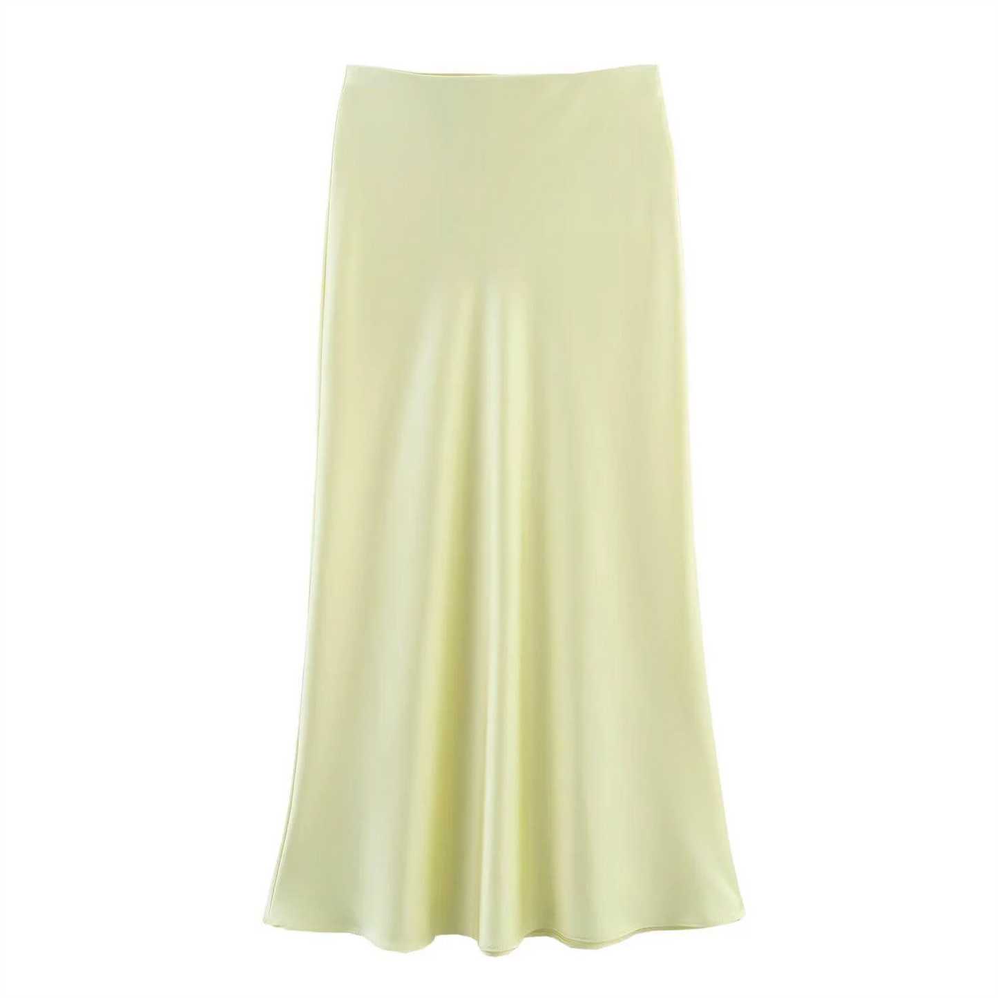 Satin Midi Skirt High Waist Straight Long Skirts