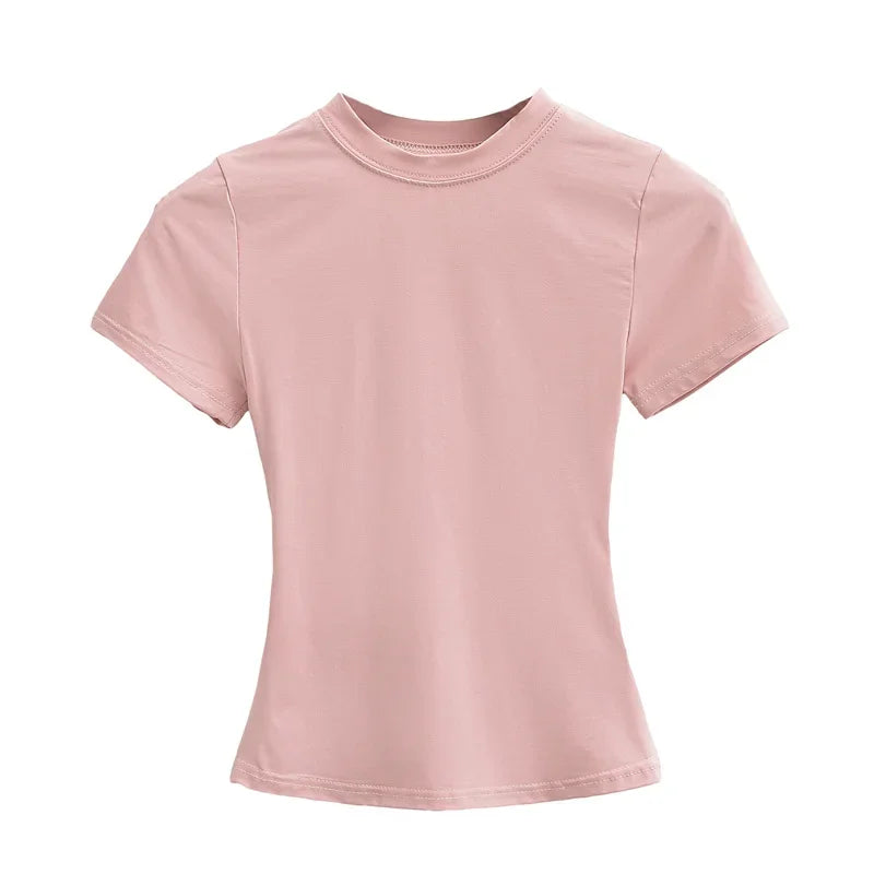High Quality Casual T shirt Sexy Slim Short Sleeves Fashion Trend Solid Women Clothing
