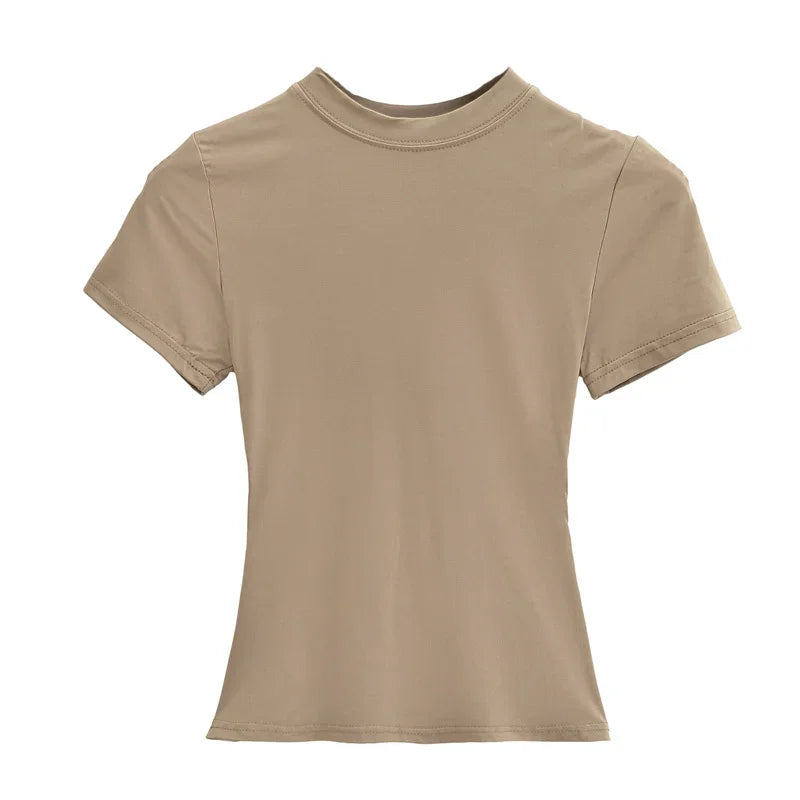 High Quality Casual T shirt Sexy Slim Short Sleeves Fashion Trend Solid Women Clothing