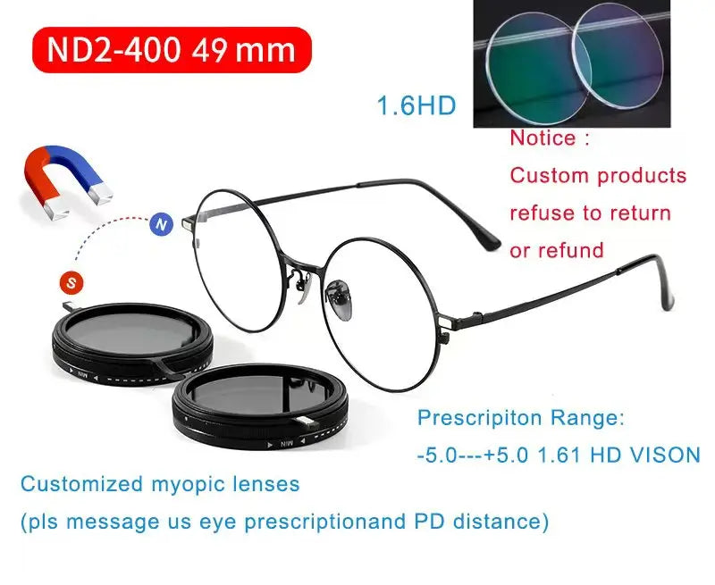 Handmade ND9 adjustable dimming sunglasses