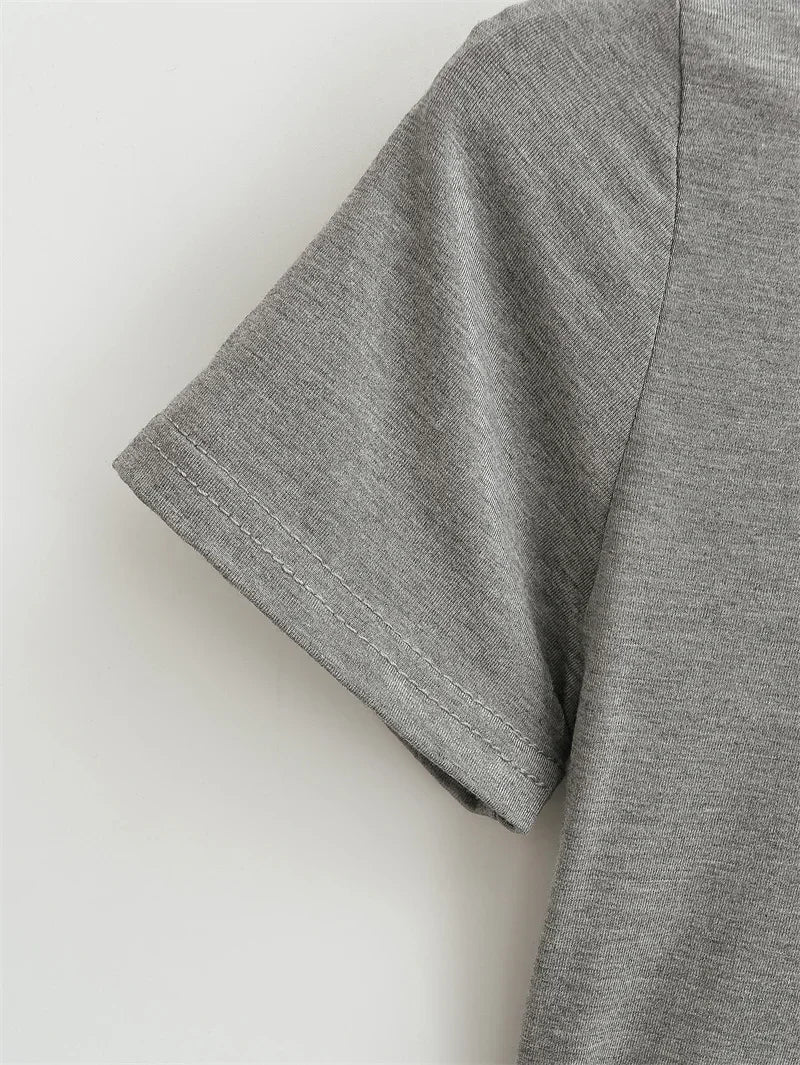 High Quality Casual T shirt Sexy Slim Short Sleeves Fashion Trend Solid Women Clothing