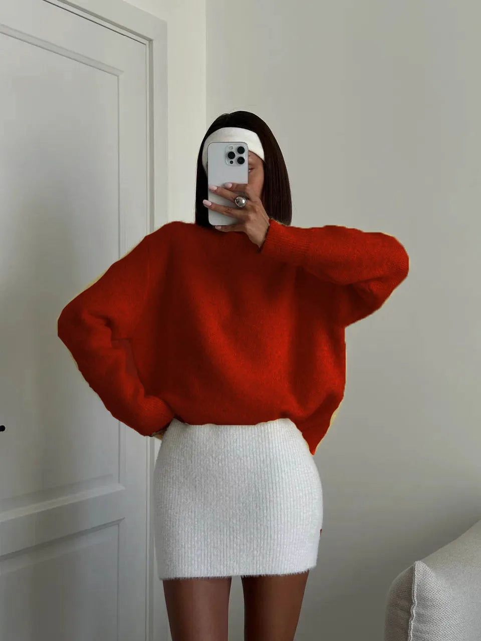 Basic O Neck Basic Sleeve Sweater Women Oversized Short Knitted Wool Pullover Female Casual Thick Warm Soft Top
