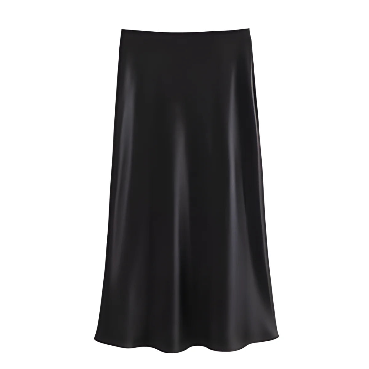 Satin Midi Skirt High Waist Straight Long Skirts