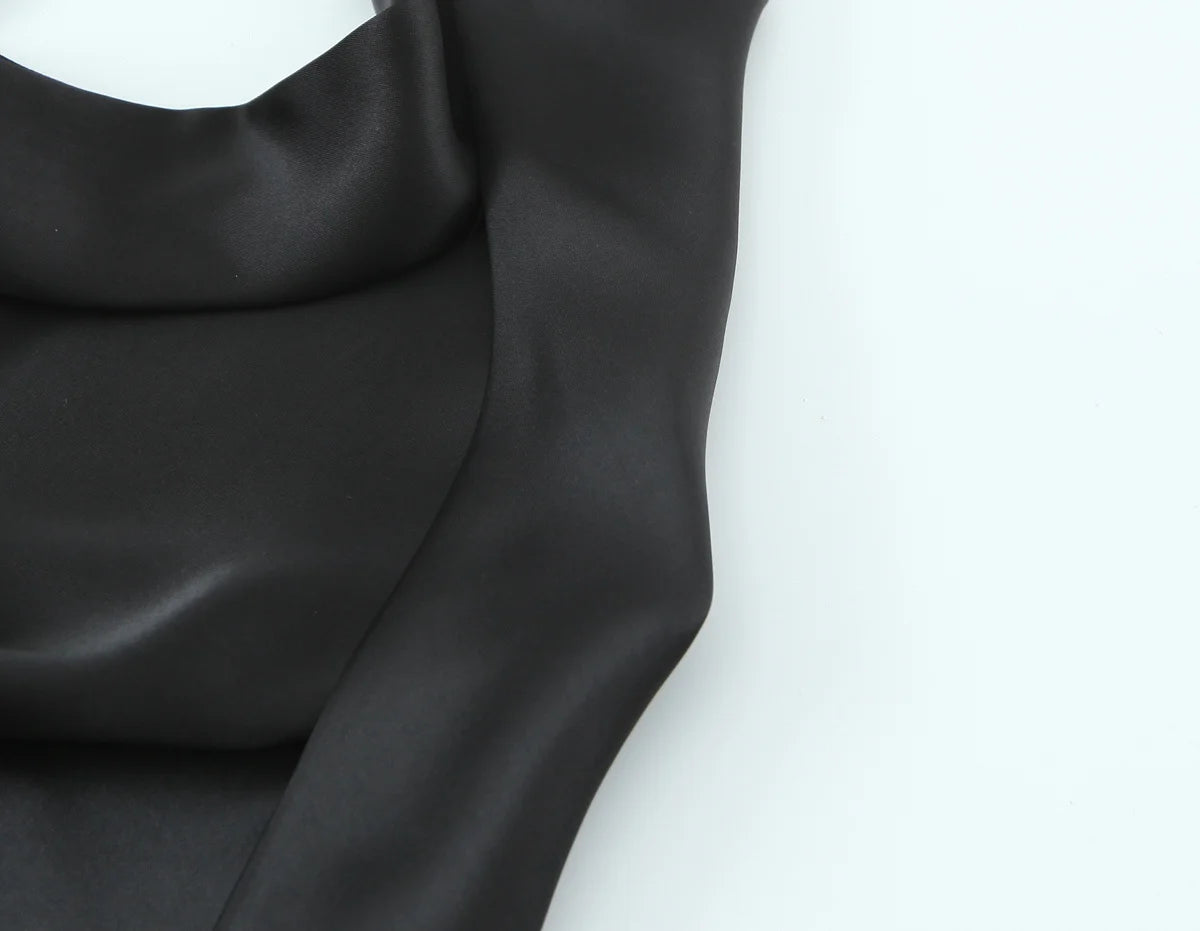 Women Satin Halter Top with Adjustable Tie Sleeveless Open Back Solid Collar Vest Summer Beach Style Casual Blouse