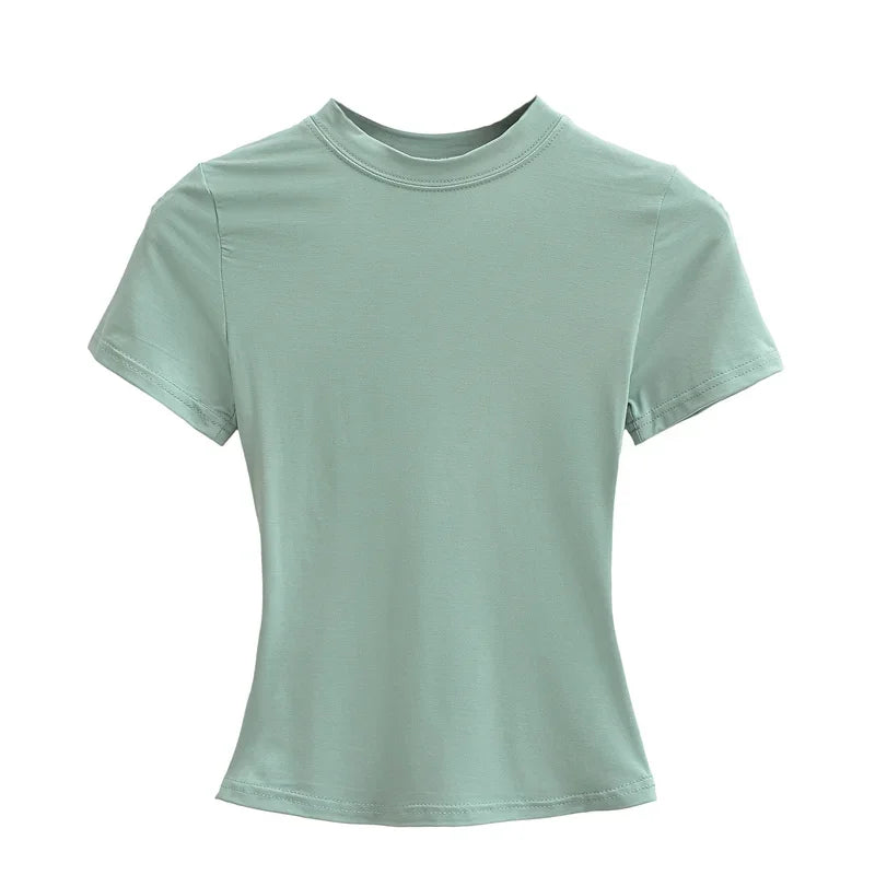 High Quality Casual T shirt Sexy Slim Short Sleeves Fashion Trend Solid Women Clothing