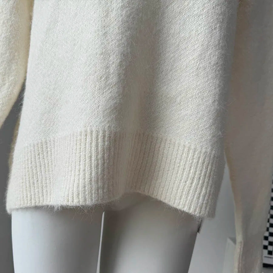 Basic O Neck Basic Sleeve Sweater Women Oversized Short Knitted Wool Pullover Female Casual Thick Warm Soft Top