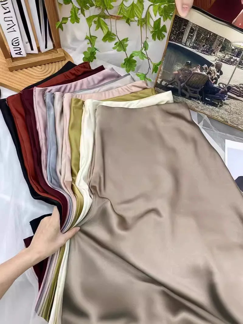 Satin Long Skirt for Women