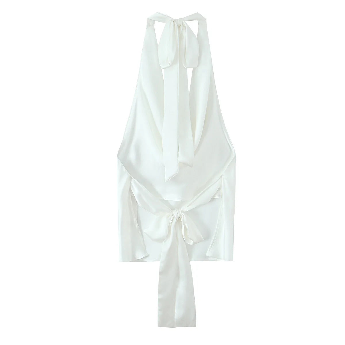 Women Satin Halter Top with Adjustable Tie Sleeveless Open Back Solid Collar Vest Summer Beach Style Casual Blouse