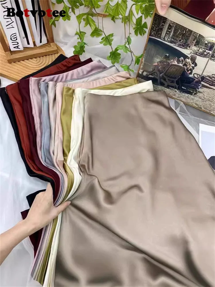 Satin Long Skirt for Women