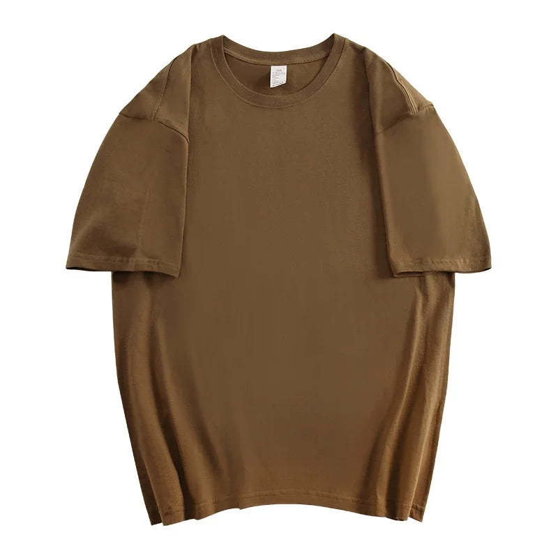 Cotton Men's Women Summer T-shirt Loose Short-sleeved Casual Basic T-Shirt Round Neck Solid Color Breathable Unisex Top